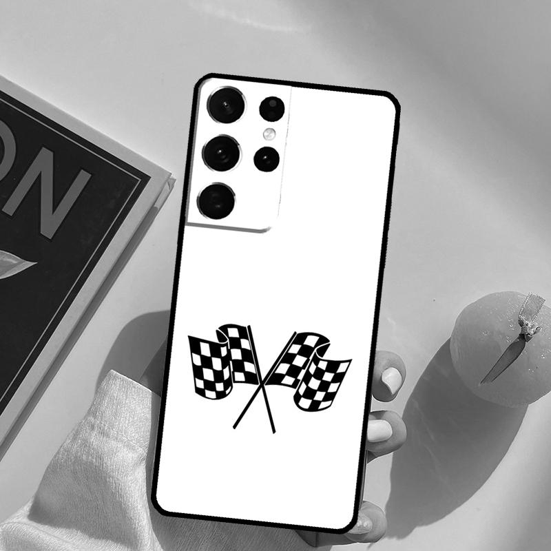 Чехол для телефона с рисунком гоночного автомобиля в клетку для Samsung Galaxy S23 S26 Ultra S20 S21 S22 S24 S25 S10 Plus S25 FE Задняя крышка