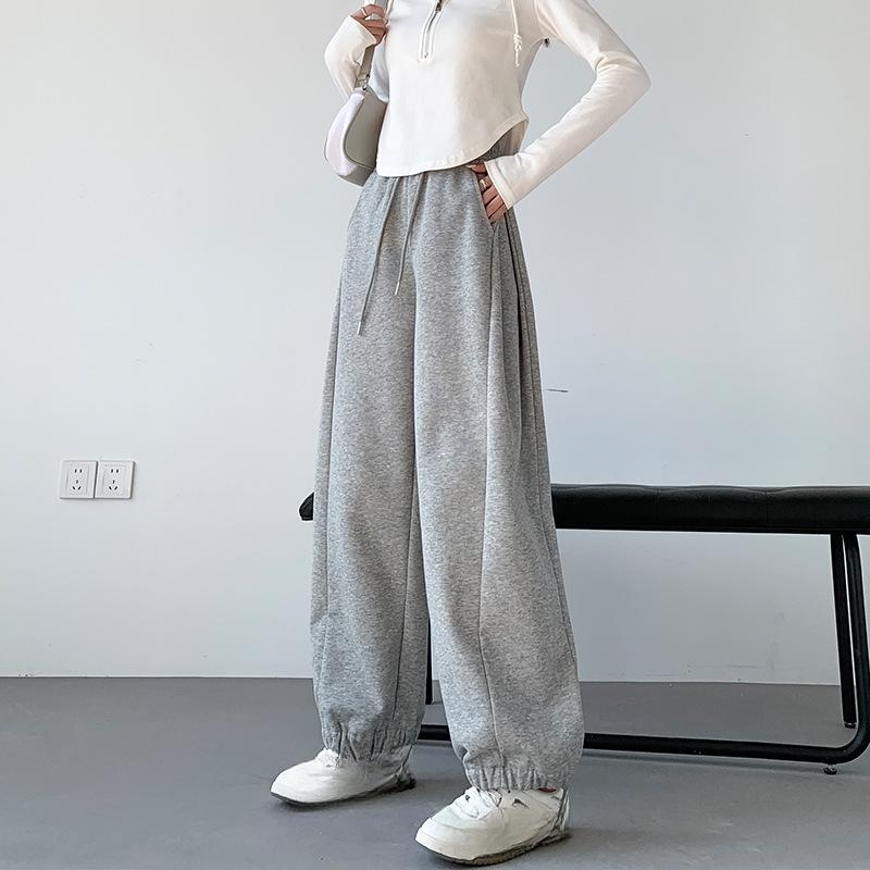 Женские спортивные штаны свободного кроя с высокой талией, повседневные брюки-клеш, новый стиль, осенне-зимние широкие брюки