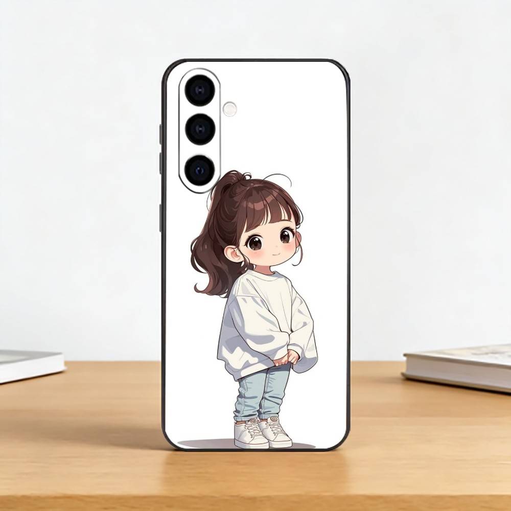 Милый Сердитый Маленький Девочка Чехол Для Телефона Samsung Galaxy A73,A72,A71,A70,A53,A52,A51,Мягкий Силиконовый Черный Чехол
