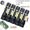 New Outdoor 3 Style Flashlight USB Rechargeable XPE Outdoor Light COB Mobile Phone Strong Light Flashlight Night Emergency Light