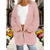 Womens Oversized Knit Cardigan With 3D Print Pocket Detail Loose Fit Long Sleeve Open Front Sweater