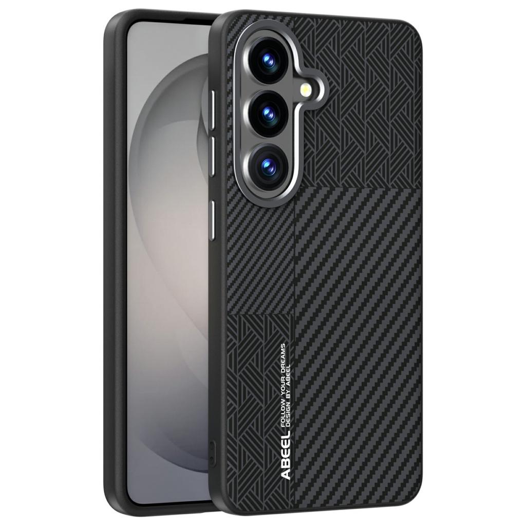 ABEEL Для Samsung Galaxy S26 / S26 Pro Магнитный Чехол PC + TPU + Алюминиевый Сплав + ПУ Кожа Тонкая Задняя Крышка Телефона