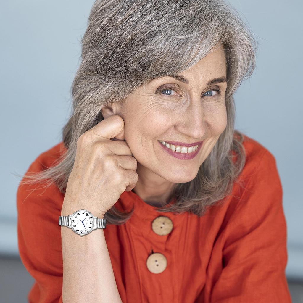 Large Elastic Free Quartz Fashion Gift for Lover Women's Watch, Numbers, Analog, Belt, Size, Simple, Stylish, Watch, Silver, Women's Accessory,