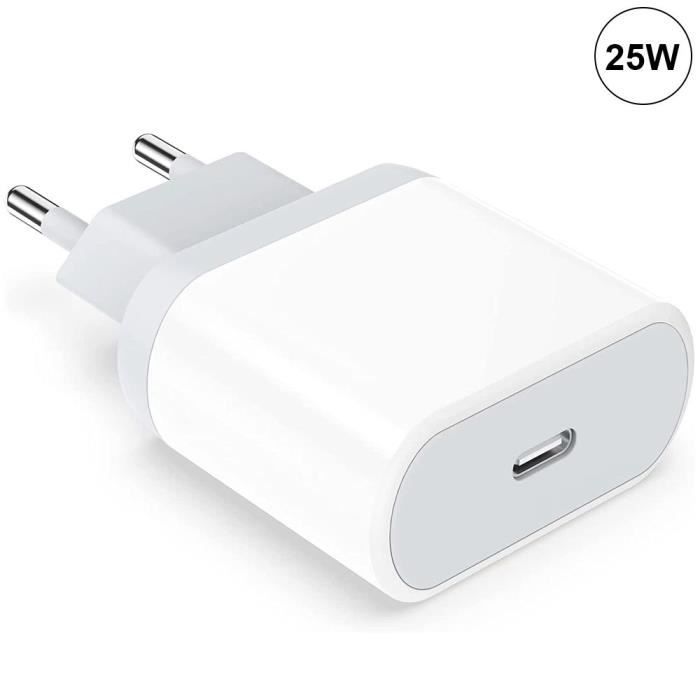Chargeur Rapide 25W USB-C Blanc pour Samsung Galaxy A42 A51 A41 A40 A50 A70 A80