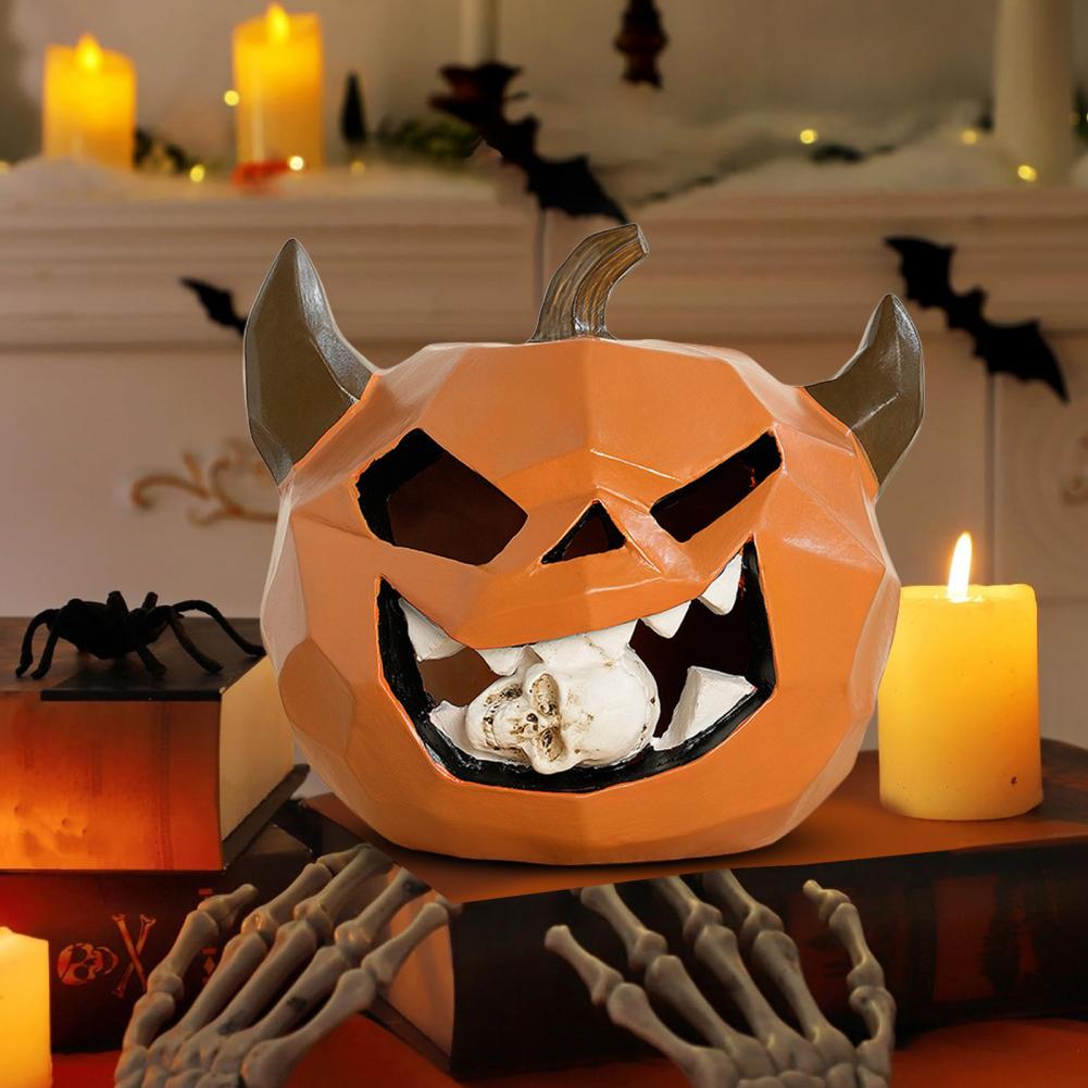 Halloween Centerpiece Decoration Farmhouse Halloween Decor Spooky Halloween Pumpkin Statue for Indoor Dining