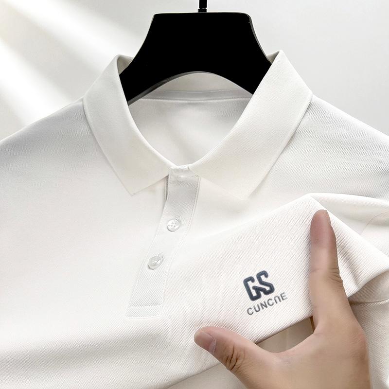 Дизайнерское мужское поло с лацканами и коротким рукавом, летняя новинка, изысканный принт с буквами, модная повседневная деловая мужская одежда