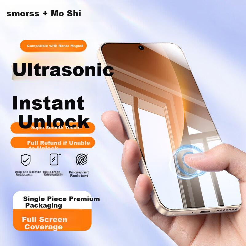 Unlock Compatible Honor Magic8 Tempered Glass Screen Protector HD Anti-Scratch Anti-Drop Wear-Resistant Fingerprint-Resistant Phone Protective Film