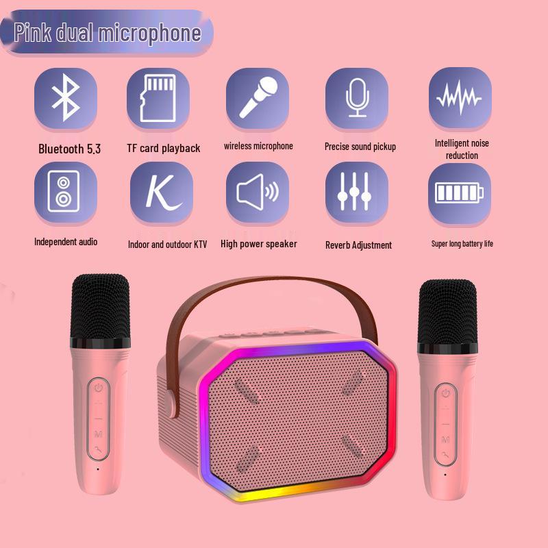 Мини-динамик P3 Bluetooth с беспроводным микрофоном для домашнего караоке