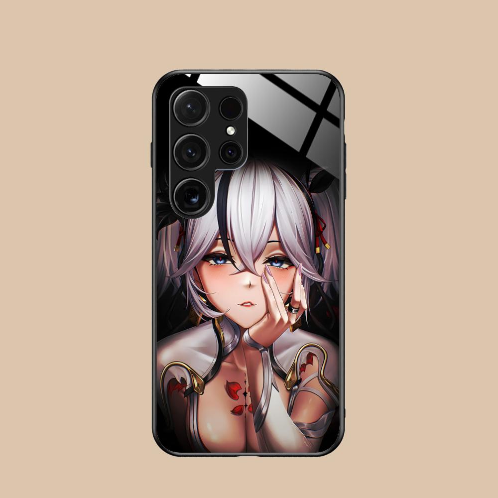 Чехол для телефона Wuthering Waves Camellya для Samsung Galaxy S25 S24 S23 S22 S21 S20 Note20 Plus FE Ultra Стеклянный Цветной Чехол Чехол
