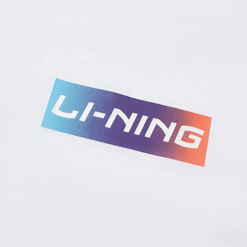 Li-Ning Gradient Letter Logo Print Fashion Design Versatile Round Neck Pullover Short Sleeve T-Shirt Casual Sports Set Unisex Tops YHST171-1+YKSV147-2