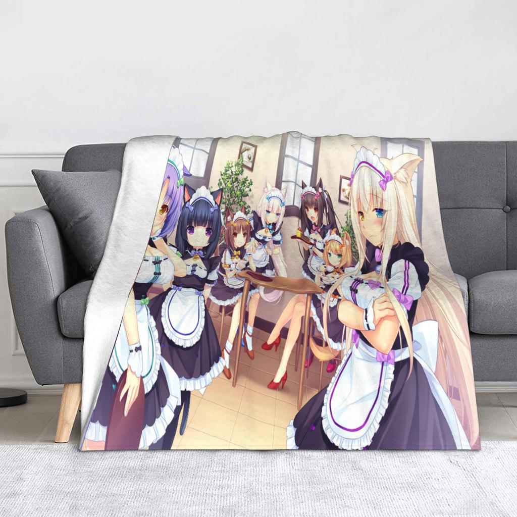 Nekopara Game Chocola and Vanilla Blankets Flannel Summer Air Conditioning  Portable Soft Throw Blanket for Sofa Couch Rug Piece