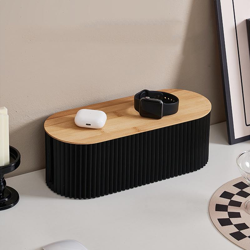 Ящик для укладки кабелей Бамбуковый чехол Ящик для хранения распределительной платы Скрыть провода Удлинители Настольный компьютерный органайзер для кабелей