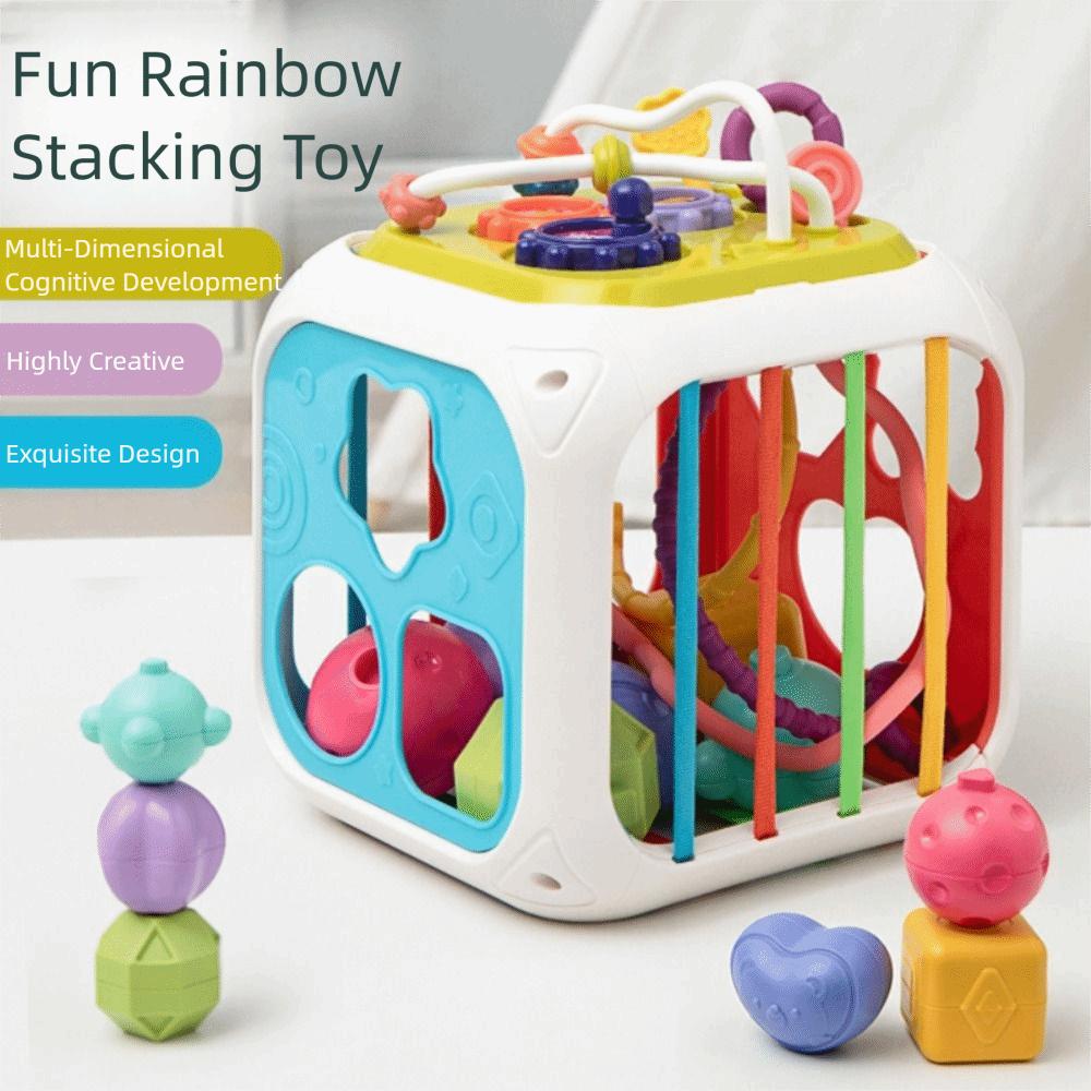 Colorful Blocks Montessori Toy Sorting Game Educational Sensory Toy Activity Cube  Baby Toy 2 Years