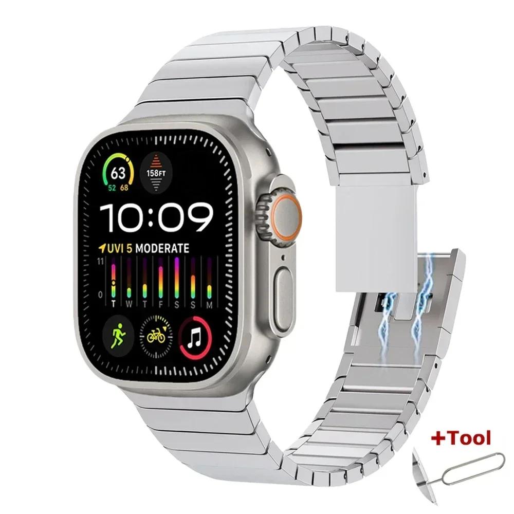 Магнитный металлический ремешок для Apple Watch Ultra2 49 мм Серии 10 46 мм Стальной ремешок для Серии 9 8 7 6 5 4 SE 45 мм 44 мм Correa
