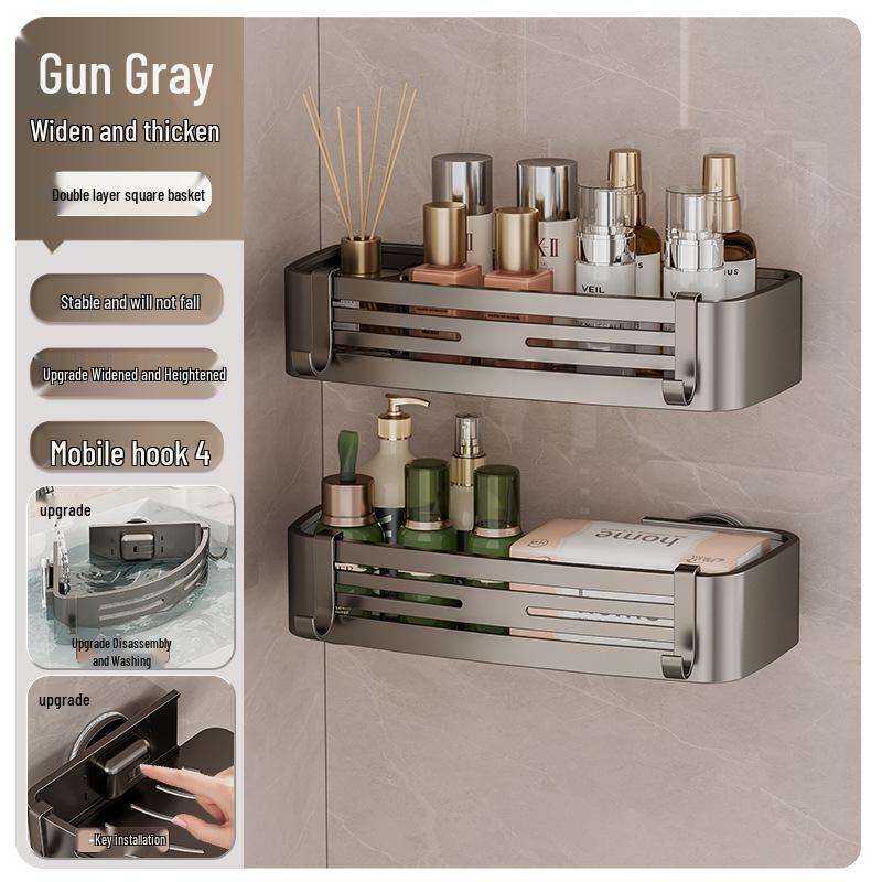 Punch-Free Bathroom Wall Shelf - Aluminum Vacuum Corner Rack