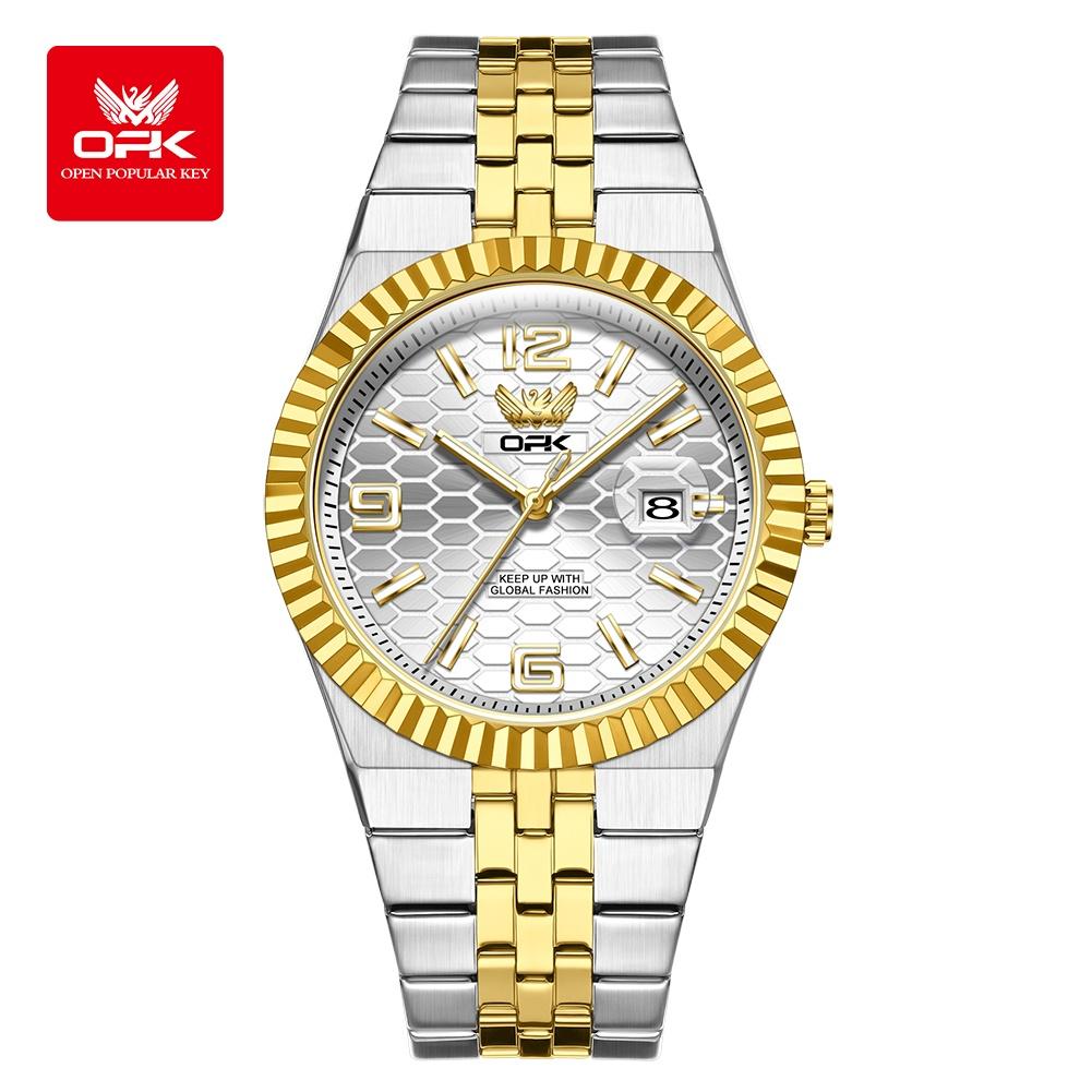 OPK brand new simple fashionable atmospheric quartz form calendar night light waterproof men's watch men's watch 8186