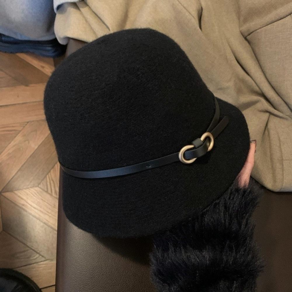 Однотонная женская официальная шляпа Элегантная шляпа-тазик Модная шерстяная шляпа-рыбак для путешествий