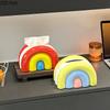 Colorful Rainbow Ceramic Tissue Box Coffee Table Desk Decoration Creative Rainbow Tissue Box Bedside Table Paper Towel Case