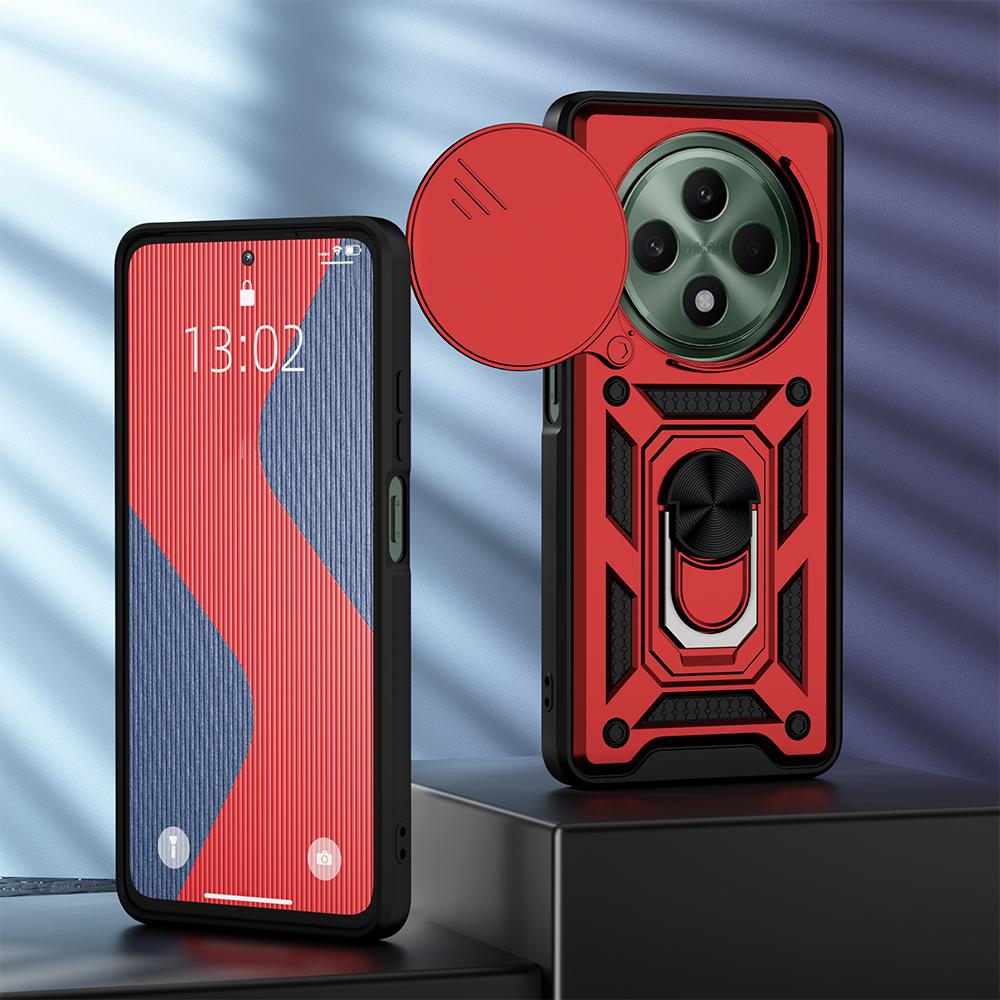 KEYSION Противоударный чехол для OPPO Reno12 F 5G Slide Push Pull Camera Защитное кольцо Подставка для телефона Задняя крышка для OPPO Reno 12 F 5G
