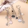 Pretty Crystal Star Shell Star Keychain Pearl Beads Key Ring Pendant for Women Girls Handbag Decor DIY Key Chain Jewelry Gifts