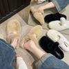 French Flat-bottomed Fluffy Slippers for Women's Outer Wear 2025 New Autumn and Winter One-pedal Versatile Plush Cotton Slippers