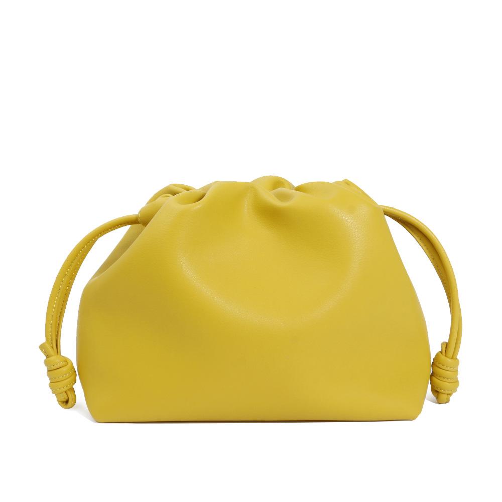 Soft Leather Fold Bag Cowhide Bag Bag Bucket Bag Drawstring Cloud Bag Single Shoulder Crossbody Bag Hand Holding Women's Bag