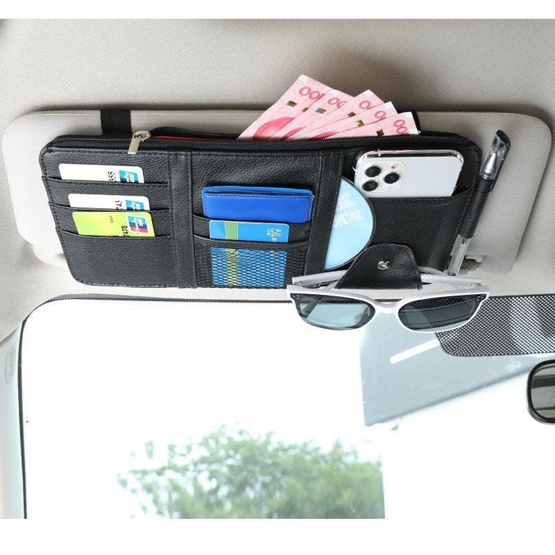 Автомобильный солнцезащитный козырек, коробка для хранения, ручка, держатель для карт, DVD-органайзер с солнцезащитными очками, зажим для хранения, уборка, автомобильные аксессуары