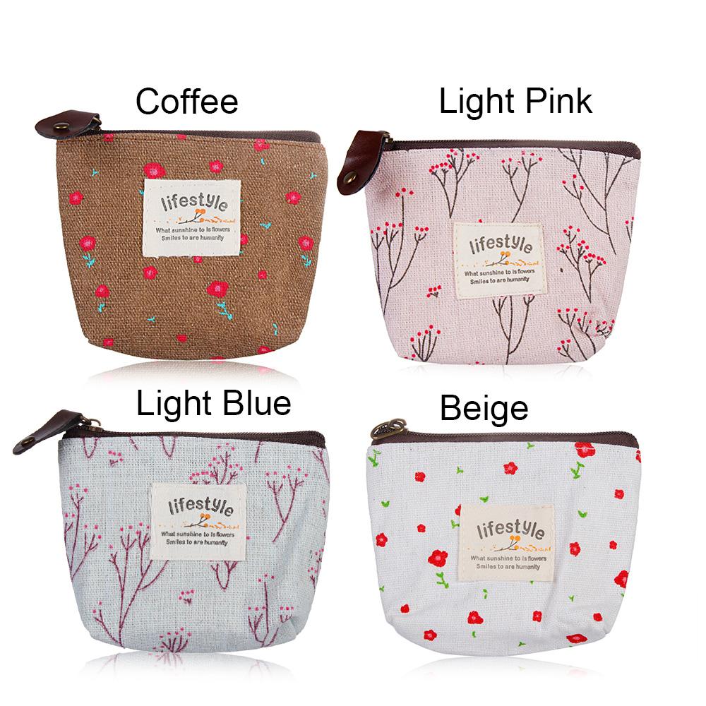 New Korean Style Card Holder Change pouch Floral Print Flower Canvas Coin Purses Zipper