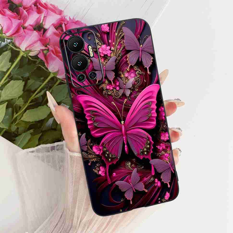 For Infinix Hot 12 Case Nice Butterfly Back Cover Phone Case Soft TPU Silicone Coque Cases For Infinix Hot12 Hot 12 Bumper