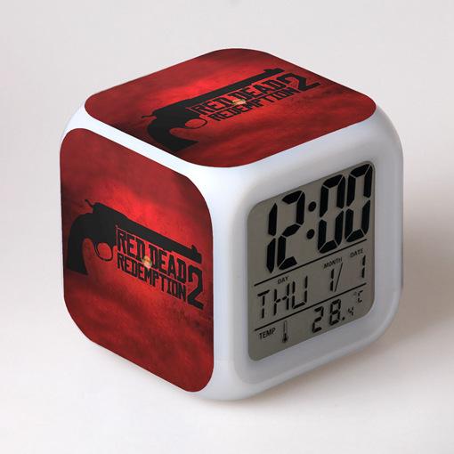 Western John Client Alarm Clock Student Small Gifts Color-changing Colorful Alarm Clock Square Clock