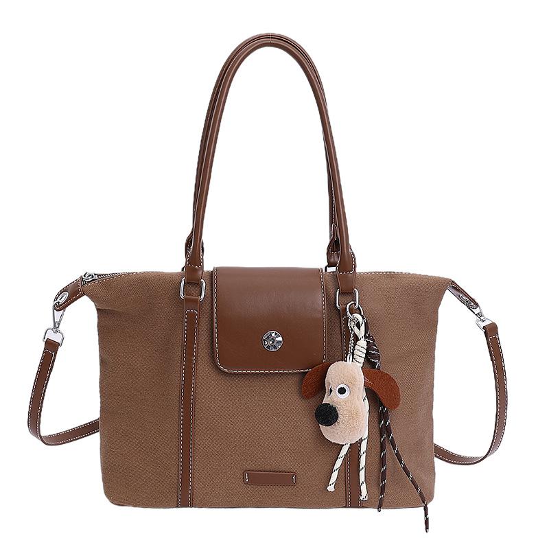 Холщовая сумка женская большой вместимости 2025 новая осень и зима универсальная простая на плечо сумка-мессенджер студенческая сумка-тоут для занятий