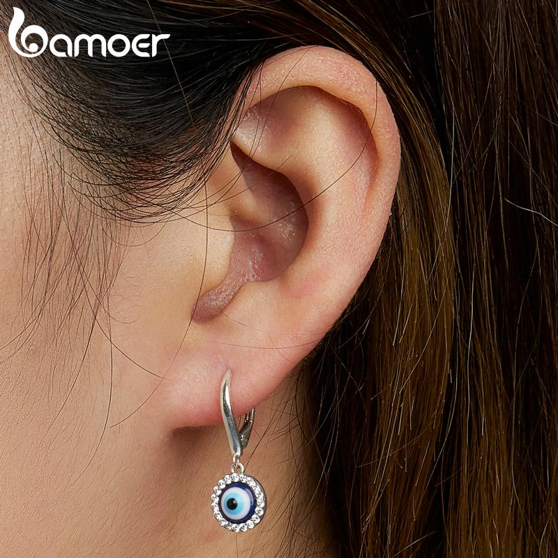 BAMOER, стерлинговое серебро 925 пробы, смола, пряжки для ушей «Демонический глаз» для женщин, серьги-подвески «Глаз демона», оригинальный дизайн, изящные ювелирные изделия, подарок