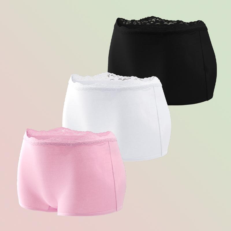 3pcs/set Cotton Boxers Underwear For Women Ladies Sexy Lace Safety Short Pants Seamless Large Size Boyshorts Low Waist Lingerie