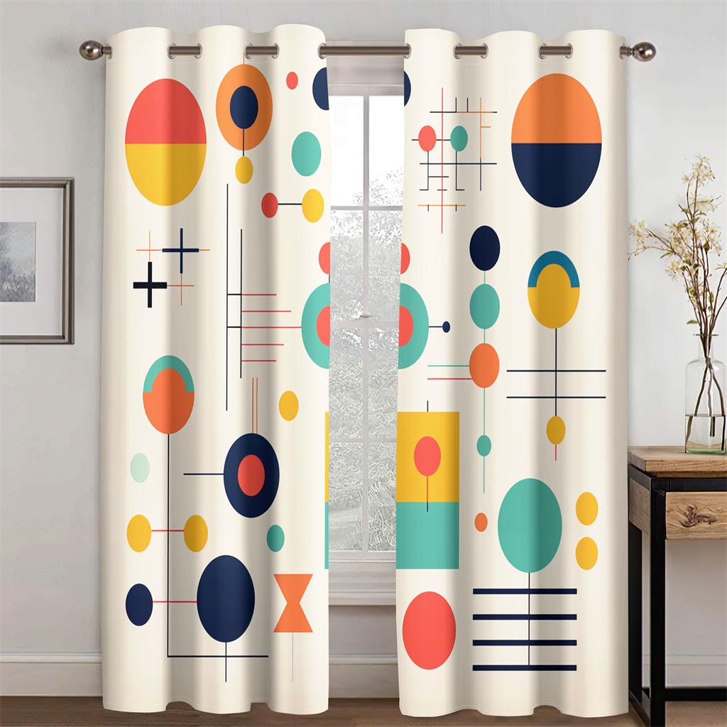 Современные минималистичные шторы с геометрическим цветным линейным узором, декор для детской комнаты, гостиной, спальни, кухни, балкона, 2 панели