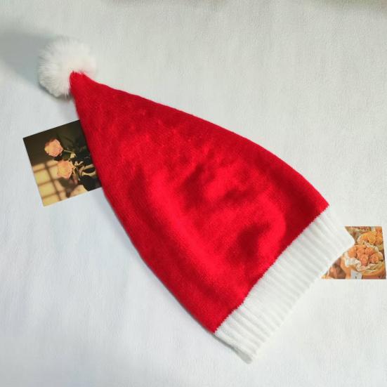 Шапка Санты для взрослых детей Мягкая вязаная рождественская шапка Классическая красная шапка-бини для родителей и детей с помпоном для рождественской новогодней вечеринки
