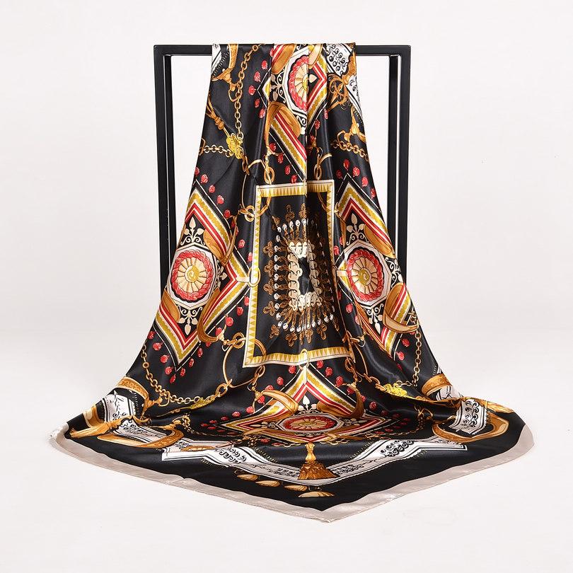 [BYSIFA] Autumn Winter Ladies Scarves New Accessories Women Large Silk Square Scarves New Wine Red Paisley Muslim Islamic Scarf