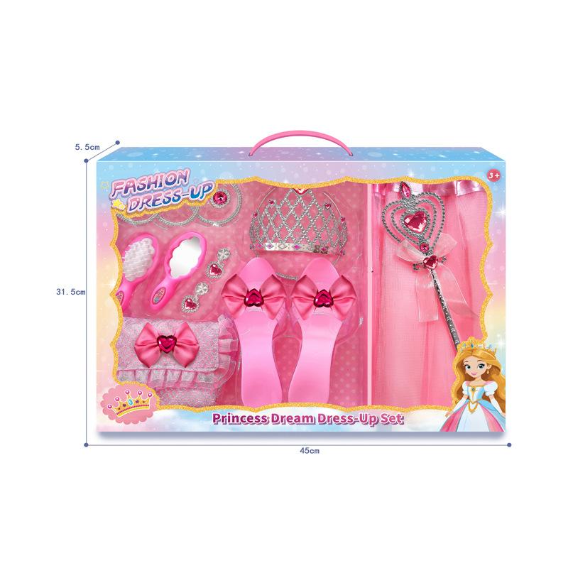 Princess Dress Up Toy Set for Girls - Crown, Necklace, Ring, Magic Wand, High Heels & Earrings Jewelry Accessories