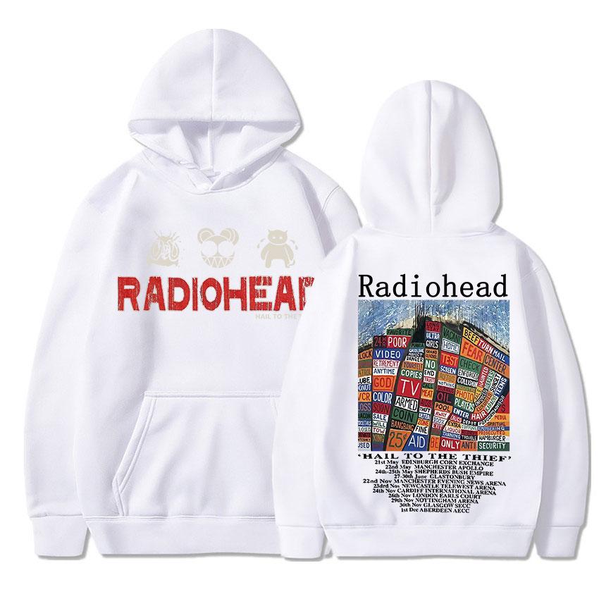 Radiohead Vintage Print Hoodie Hip Hop Rock Band Hail To The Thief Music Album Men's Sweatshirts Streetwear Tracksuit Oversize