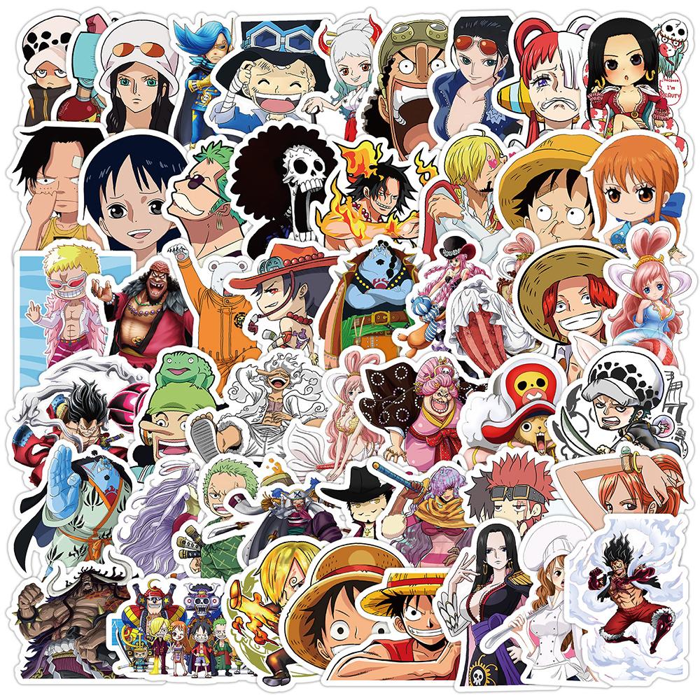 50/100 шт. Аниме-наклейки ONE PIECE Крутые мультяшные наклейки Детская игрушка Канцелярские принадлежности для DIY Чемодан Автомобиль Велосипед Водонепроницаемые Классические манга-наклейки