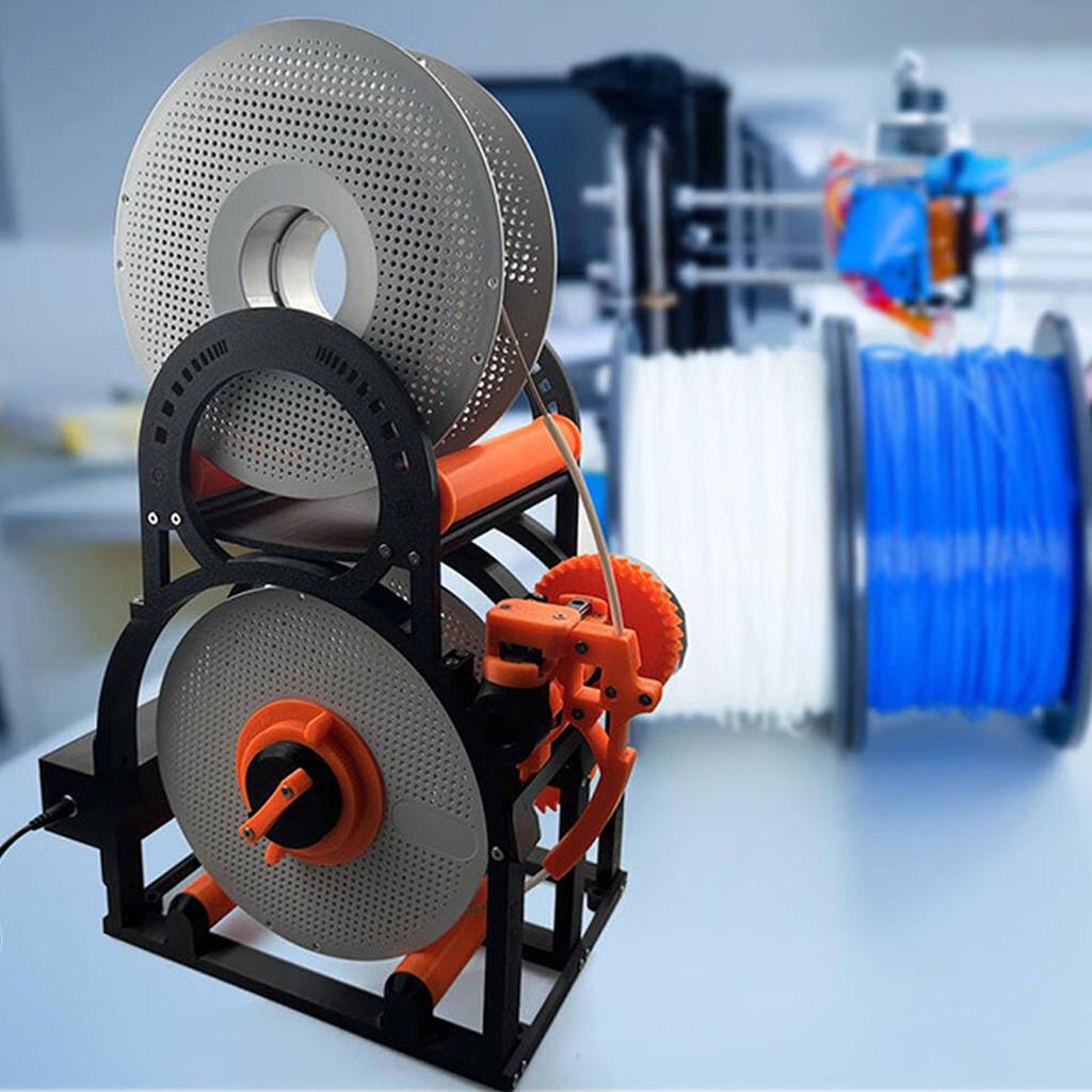 3D Filament Respooler Electric 20cm Spools Winder with Handle 3D Printing Supplies Orange
