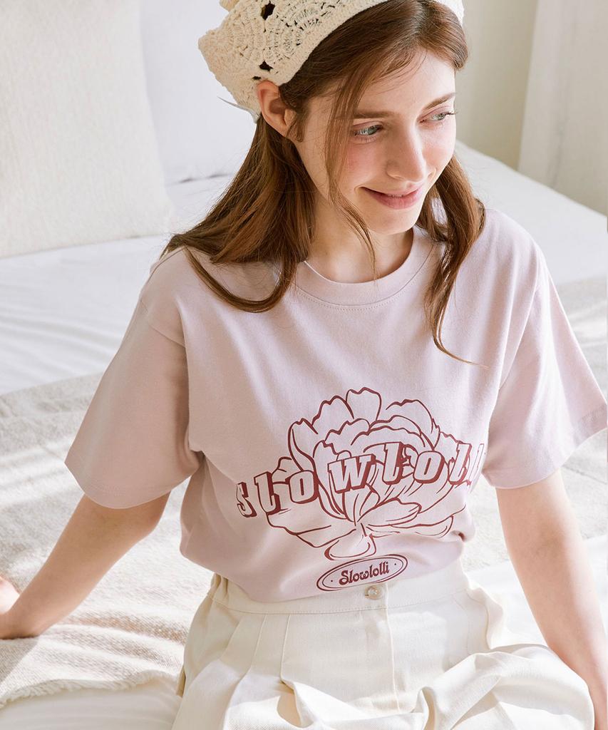 SLOWLOLLI Flower-Printed T-Shirt_2 Colors