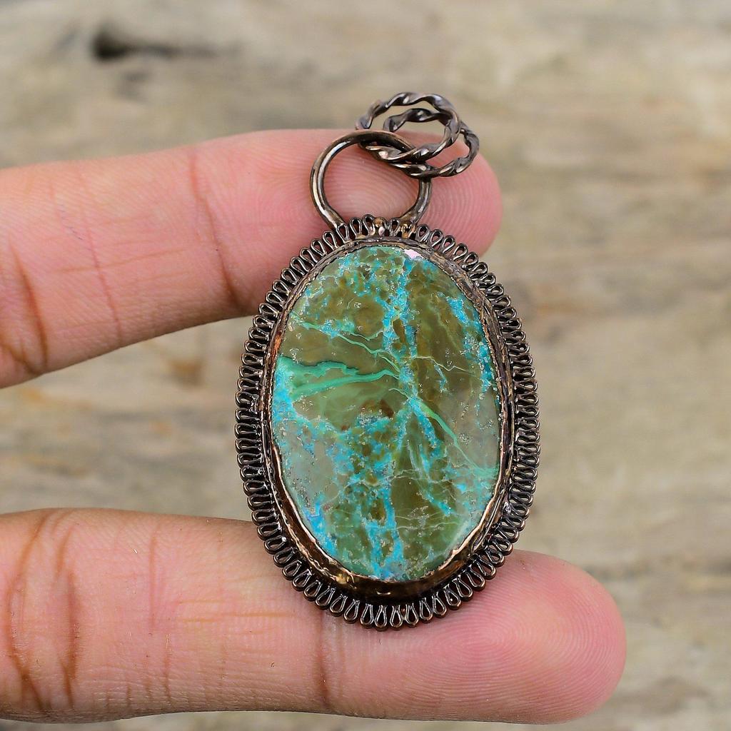 Chrysocolla Pendant Electroformed Copper Pendant Handmade Brand New Pendant Electroformed Gemstone Jewelry Wedding Gift Chrysocolla Jewelry