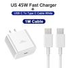 45W USB C PD Charger Fast Charging for Samsung Galaxy S24 S23 Ultra Note 10 Plus USB C Type C Cable Mobile Phone Charger Adapter