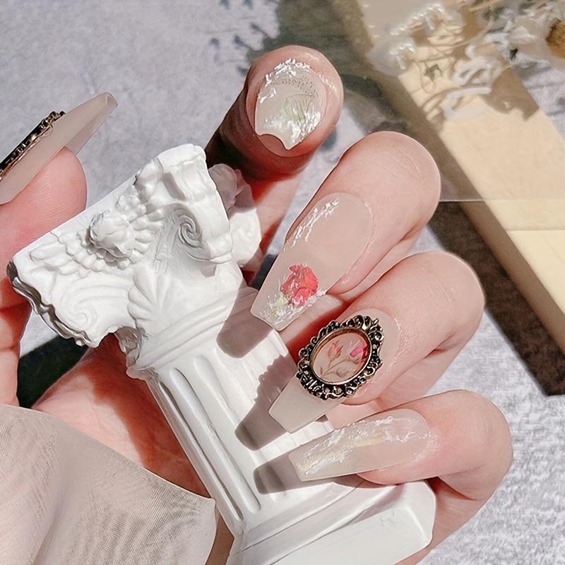 16 шт. подвески для ногтей в стиле ретро в стиле барокко - полые металлические украшения для ногтей в стиле панк для женщин и девочек - подвески в форме рамки для ногтей с гравировкой для дизайна ногтей своими руками