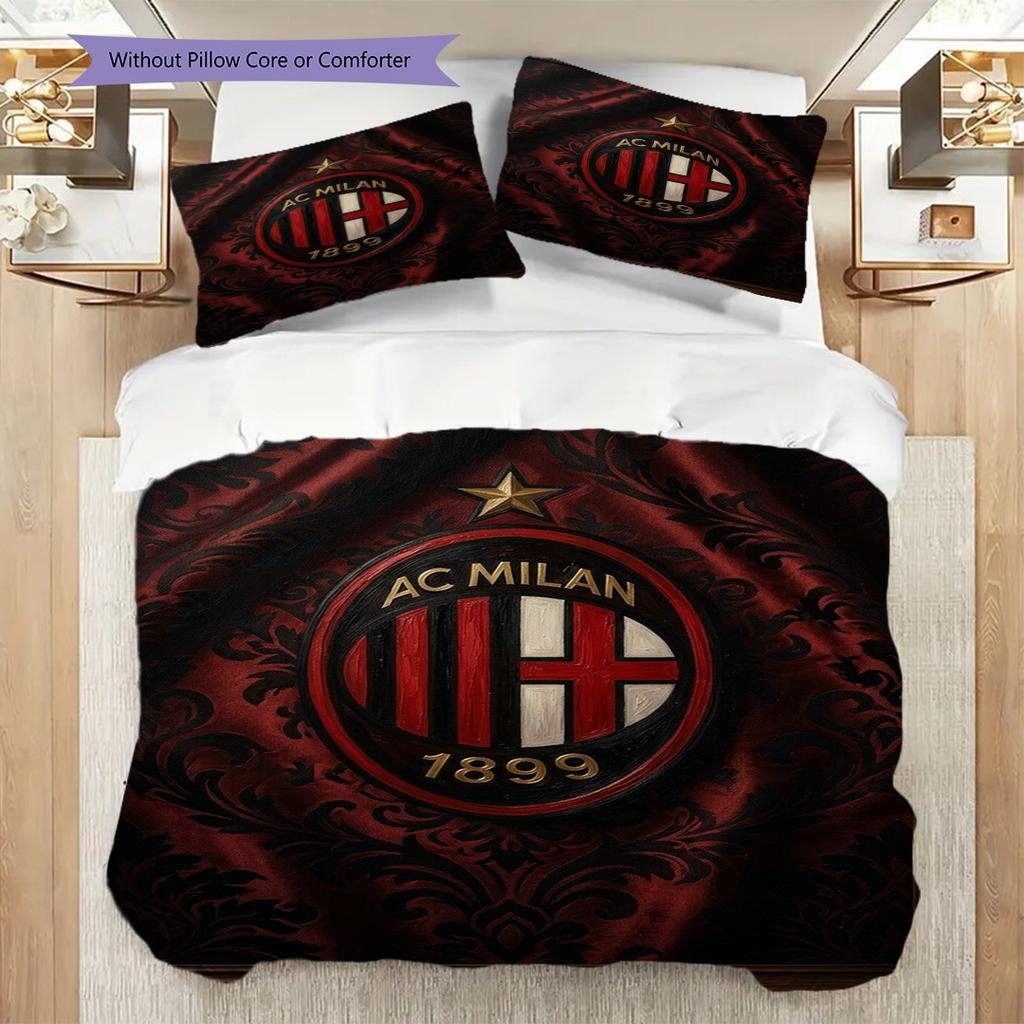 AC Milan Legacy: Glory Three-piece set (1 * duvet cover + 2 * pillowcase, without core) Bedding set Duvet cover and pillowcase Soft and comfortable
