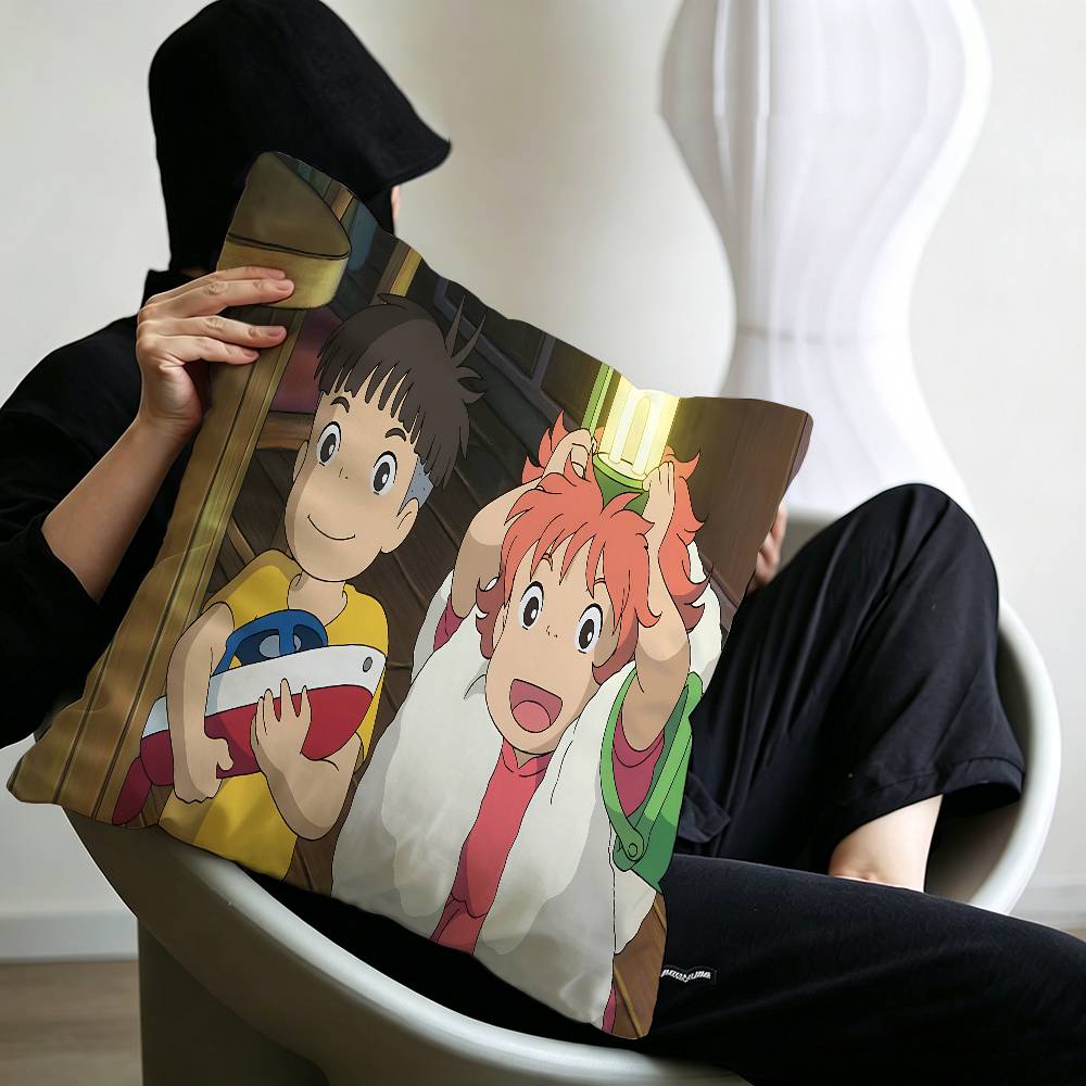 Cute PPonyo Movie on The Cliff Pillow Cushion Cover Pillowcase Living Room Sofa Home Decor Customized