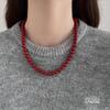 Колье из стерлингового серебра 925 пробы Encore Red с имитацией жемчуга для женщин - Праздничная осенне-зимняя цепочка для свитера