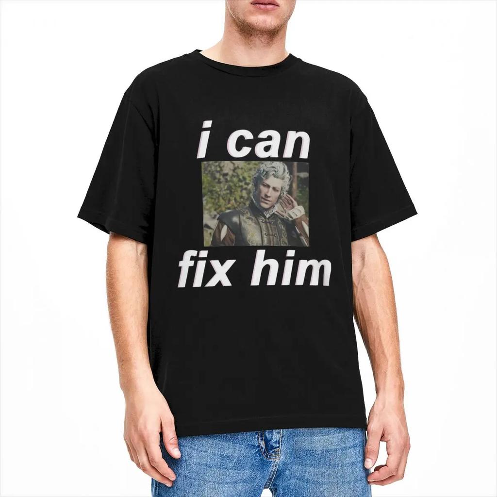 Astarion I Can Fix Him WoT Shirts Parody Novelty Tees Short Sleeve Round Neck T-Shirt 100% Cotton Original Clothes