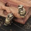 Brass Cat Figurine Small Cat Statue Incense Stick Holder Desktop Retro Mini