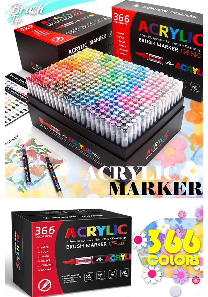 Children's DIY Acrylic Marker Set - Soft Tip, Quick-Dry, Colorful Watercolor Pens for Art and Journaling